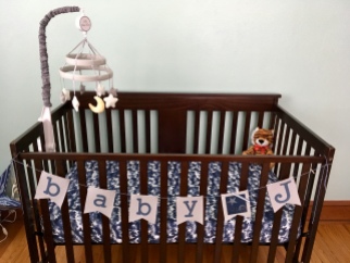 Baby J's crib in the new nursery.